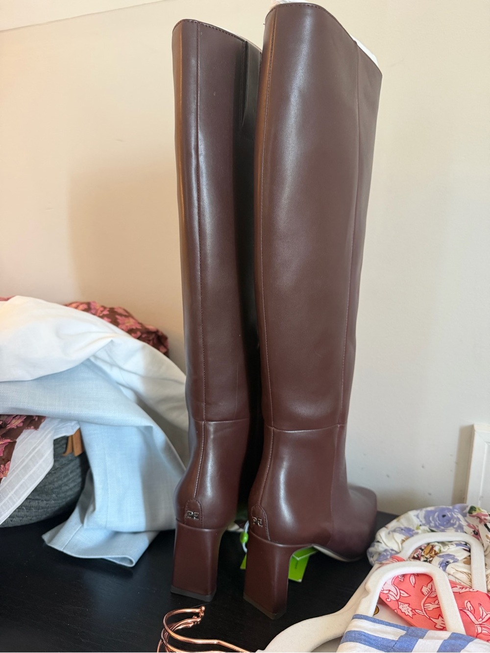 Sam Edelman Women's Tall Chocolate Brown Leather Boots - Picture 3 of 5